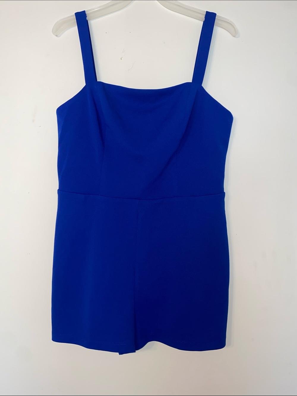Cobalt Blue Square Neck Romper with Spaghetti Straps